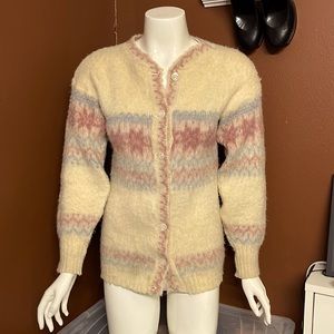Vintage wool fleece fuzzy cardy